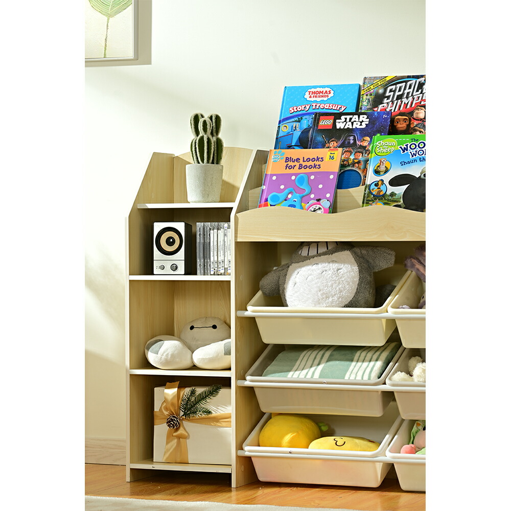 楽天市場】絵本棚 絵本ラック 北欧風 大容量 天然木 おもちゃ収納