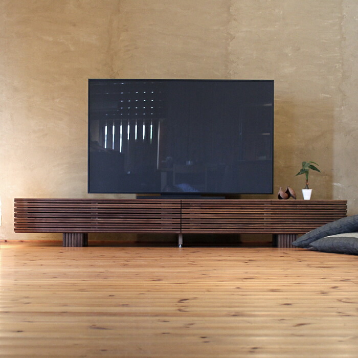 楽天市場】TVボード 幅240cm ウォールナット材 格子 4Kテレビ対応