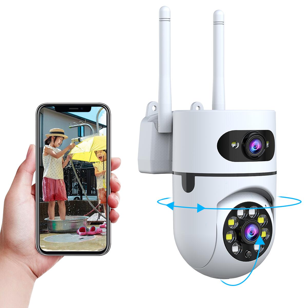 楽天市場】防犯カメラ 屋外 首振り 2レンズ WiFi 2.4G/5G対応