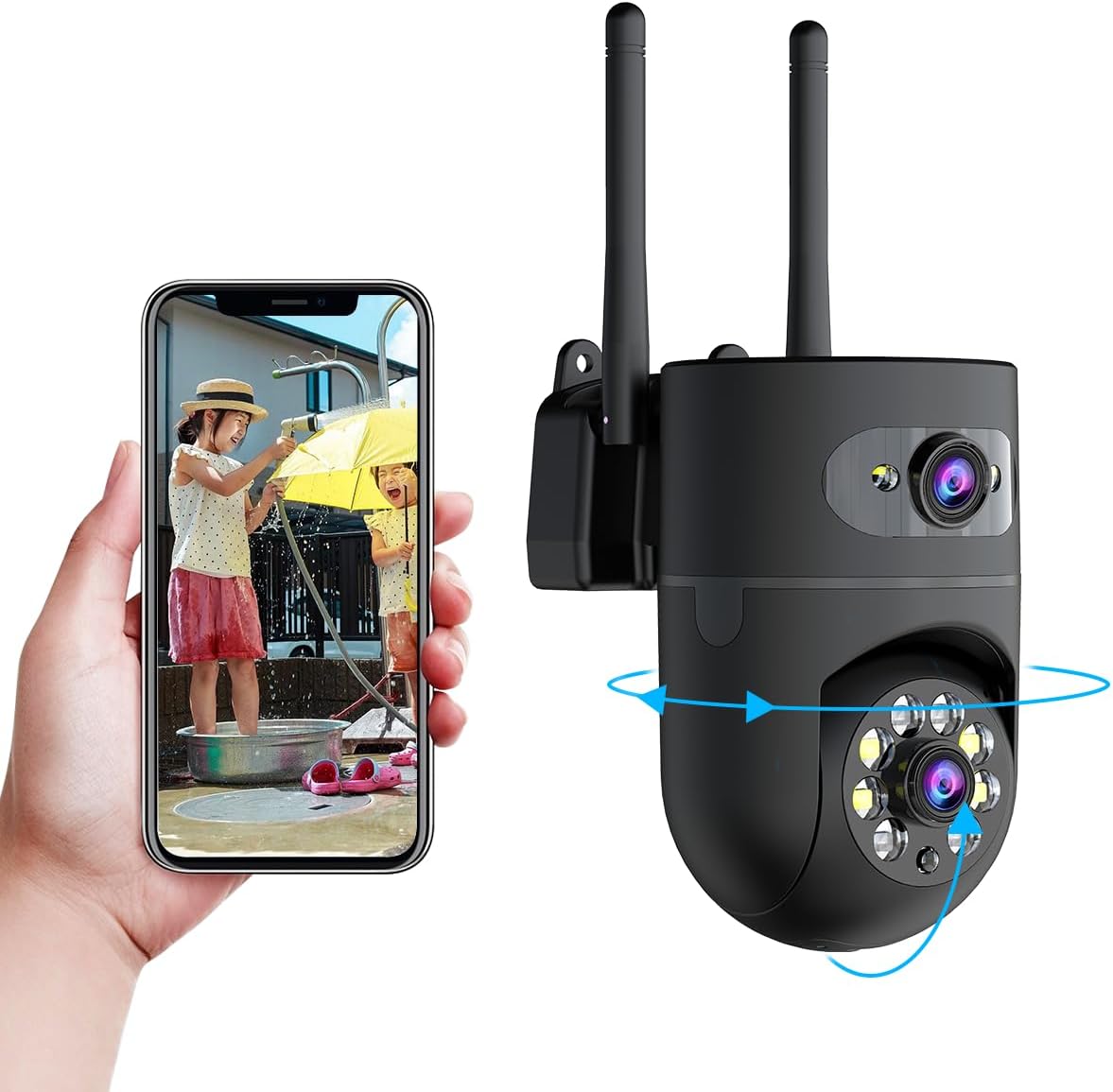 楽天市場】防犯カメラ 屋外 首振り 2レンズ WiFi 2.4G/5G対応