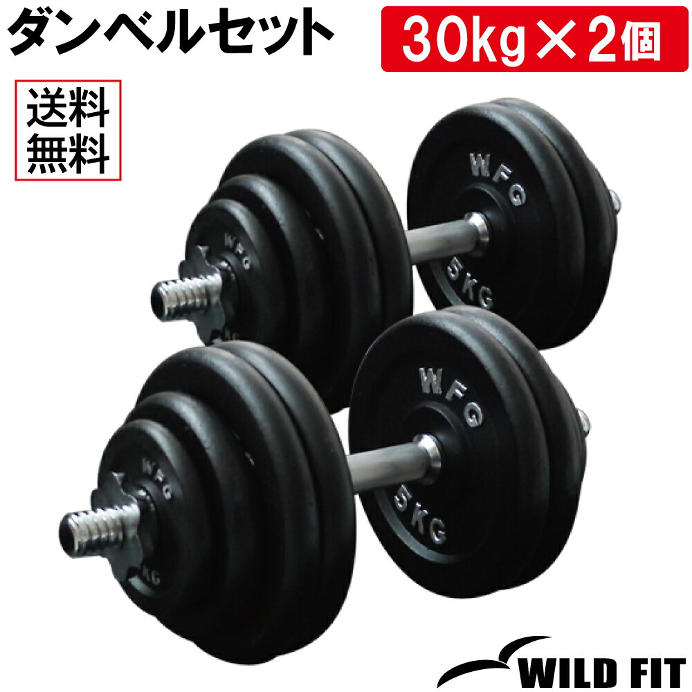 楽天市場】ワイルドフィット アイアン ダンベル セット 60kg