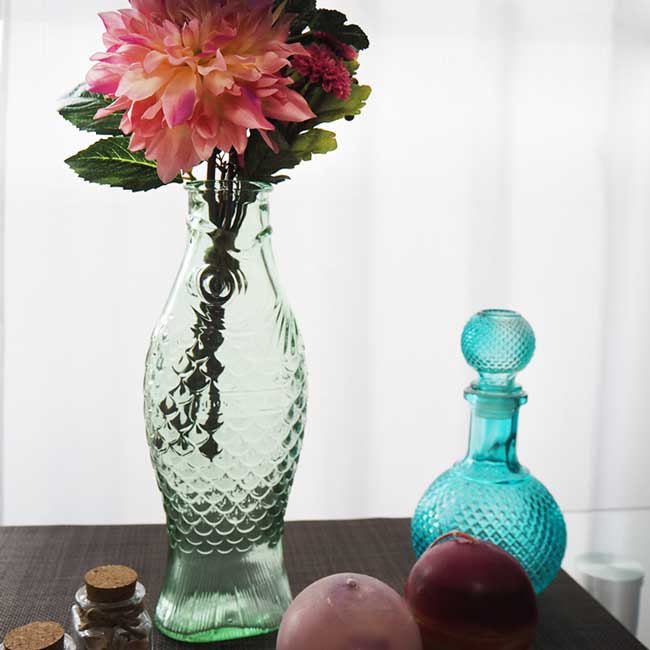 楽天市場】花瓶 ガラス 高さ287mm 28.7cm フラワーベース 魚 大きな