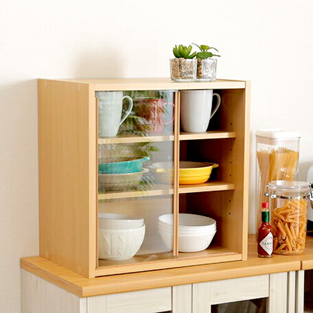 楽天市場】ミニ食器棚 ガラス扉付き 引き戸 カウンター上 卓上