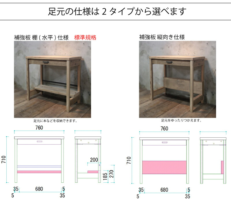 楽天市場】OLD ASHIBA（足場板古材） Sタイプデスク（机）（引き出し1