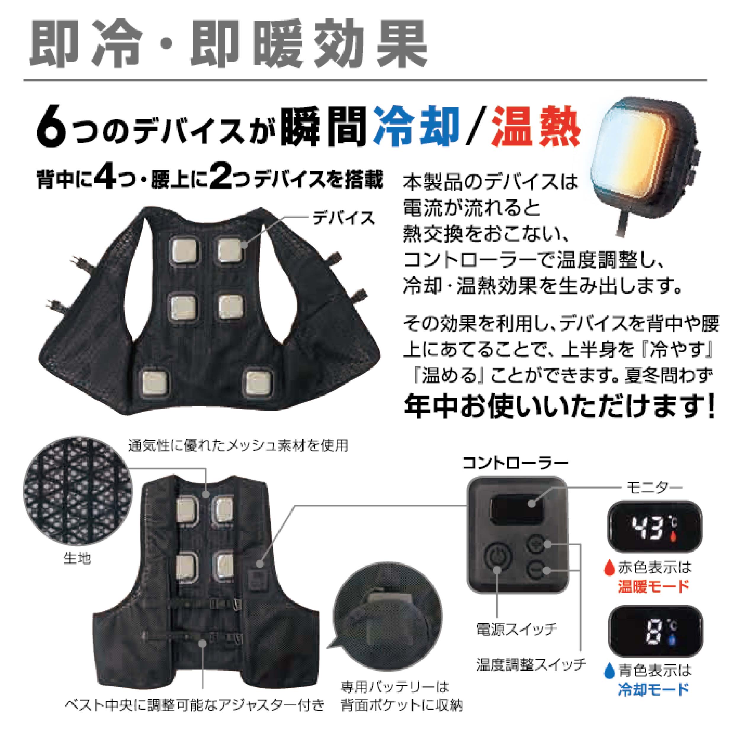 楽天市場】冷暖切替えベスト ULTRA 温熱 冷却 ペルチェベスト
