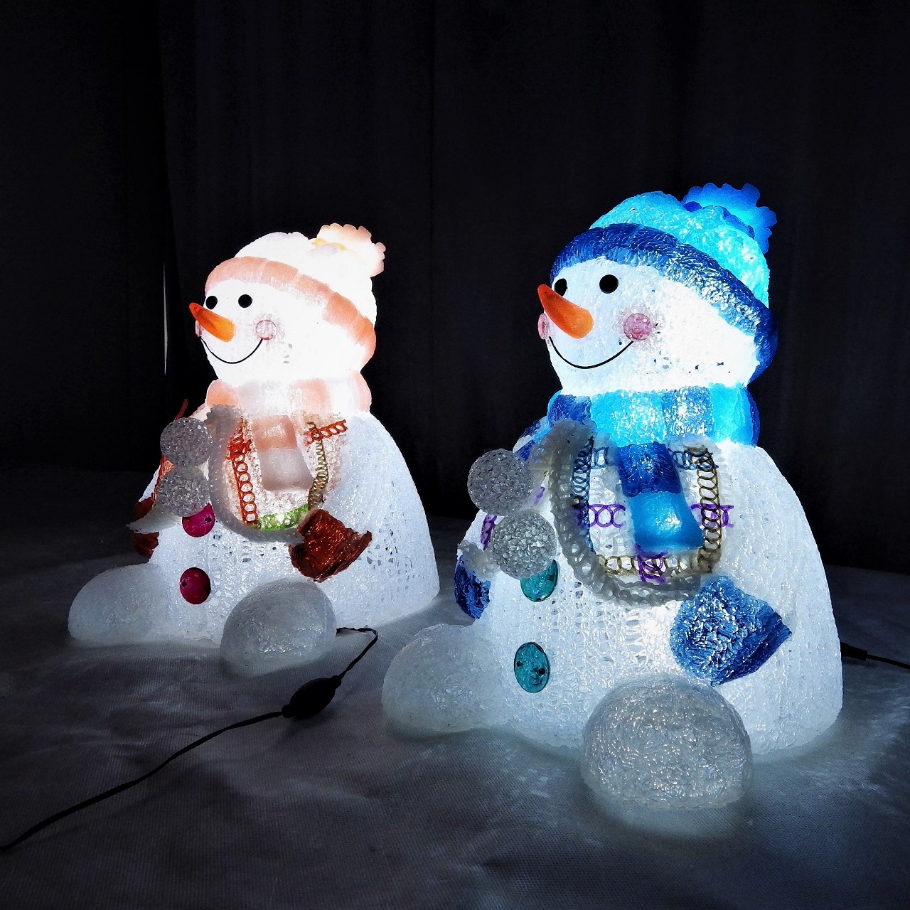 楽天市場】お洒落なブルーのスノーマン 高さ38cm LED