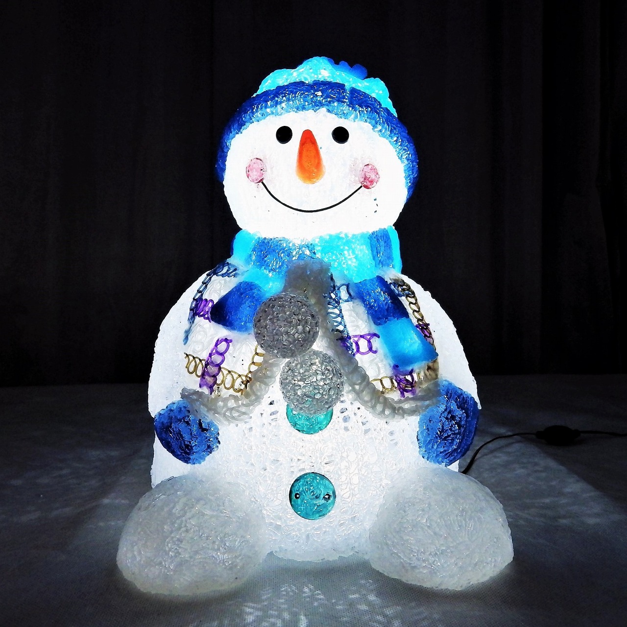 楽天市場】お洒落なブルーのスノーマン 高さ38cm LED