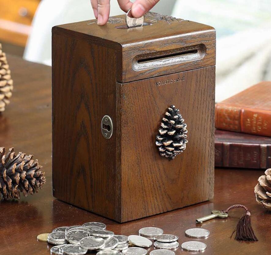 楽天市場】木製 貯金箱 お札 鍵付き 硬貨 男の子 女の子 木製 無垢材