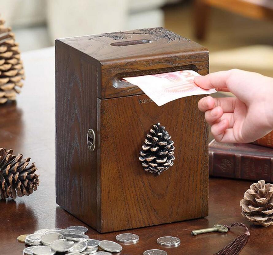 楽天市場】木製 貯金箱 お札 鍵付き 硬貨 男の子 女の子 木製 無垢材