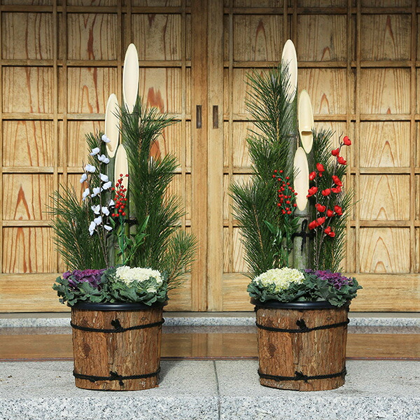 楽天市場】◇楽天1位◇迎春：天然素材の杉皮巻門松一対*(1m)送料無料