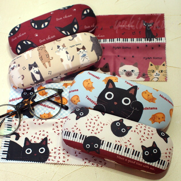 楽天市場】メガネケース 猫柄 メガネ拭き付き ハードケース 眼鏡入れ