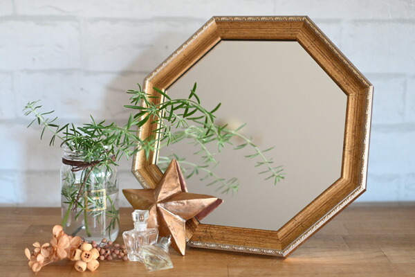 楽天市場】八角形型のおしゃれな壁掛け・卓上兼用ミラー『ヴィンテージ