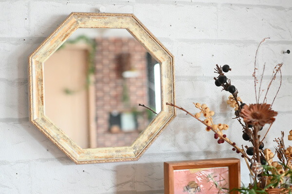 楽天市場】八角形型のおしゃれな壁掛け・卓上兼用ミラー『ヴィンテージ