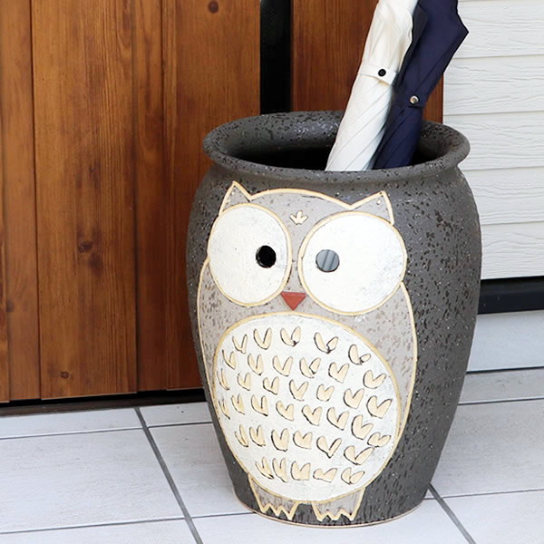 楽天市場】【38時間限定20%OFFクーポン配布中】ふくろう 傘立て 陶器傘