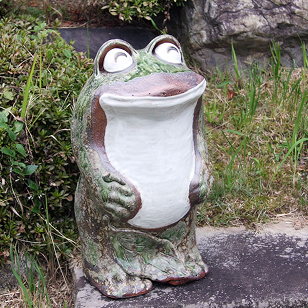 信楽焼 手作り出目笑い立ち蛙 (特大) 52cm 蛙 カエル かえる 信楽焼