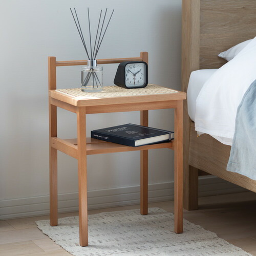 カリモク ナイトテーブル ラタン 花台 サイドテーブル 電話台 カリモク