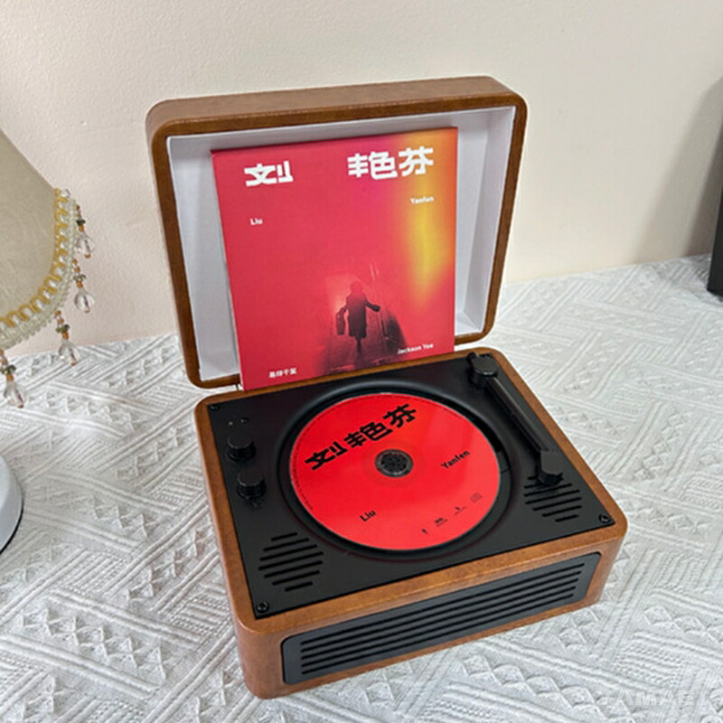 楽天市場】cdプレイヤー レトロ マルチプレーヤー リモコン付き CD