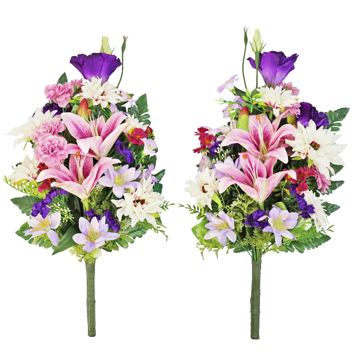 楽天市場】お墓 造花 仏花 ダリアとすみれ色トルコキキョウの花束 一対