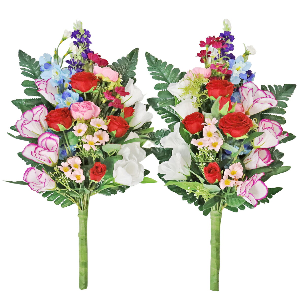 楽天市場】お墓 造花 仏花 棘なしバラとトルコキキョウの花束 一対