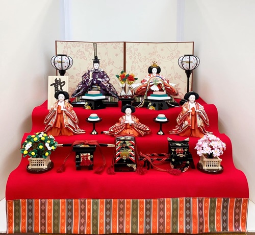楽天市場】雛人形 桐二段飾 豆親王五人飾 三人官女セットひな人形