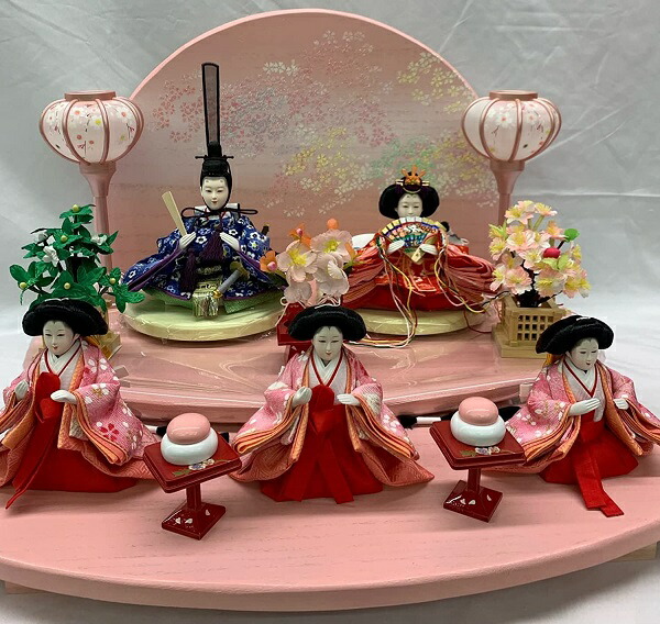楽天市場】雛人形 桐二段飾 豆親王五人飾 三人官女セットひな人形
