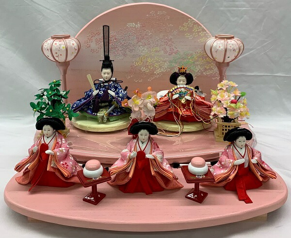楽天市場】雛人形 桐二段飾 豆親王五人飾 三人官女セットひな人形