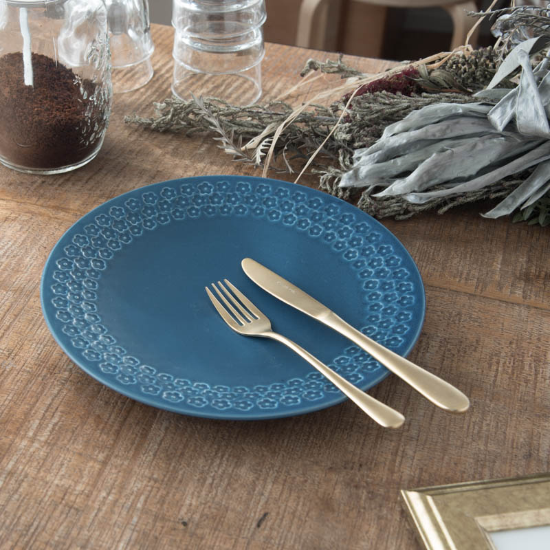 楽天市場】プレス・ド・フラワー 25.5cmプレート マットブルー 日本製