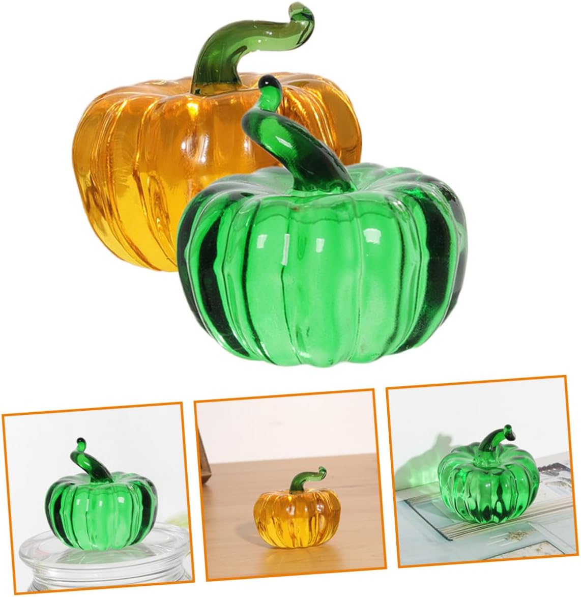 楽天市場】2 個ミニガラスカボチャグッズ置物カボチャアートワーク文鎮