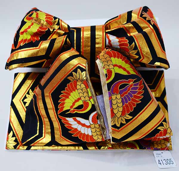 楽天市場】七五三 七歳 正絹 結び帯 女児 女の子 作り帯 黒地 豪華