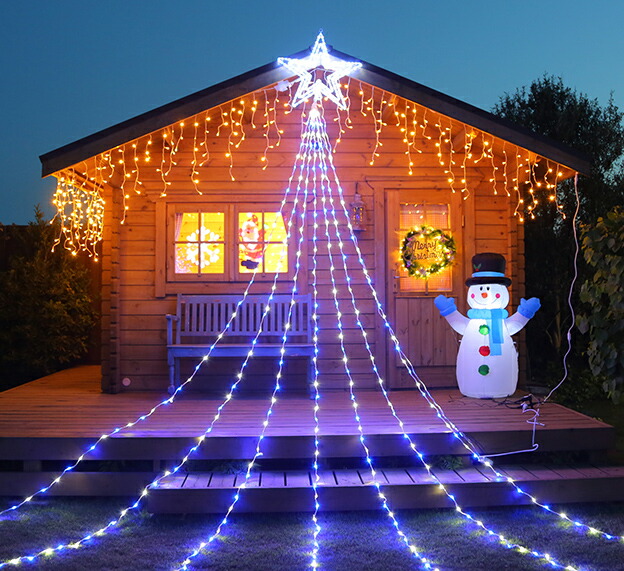 楽天市場】ドレープライト6mトップスター付 420球 白・青色LED