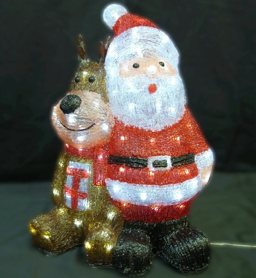 楽天市場】3Dサンタモチーフサンタ&トナカイペアLEDイルミネーション