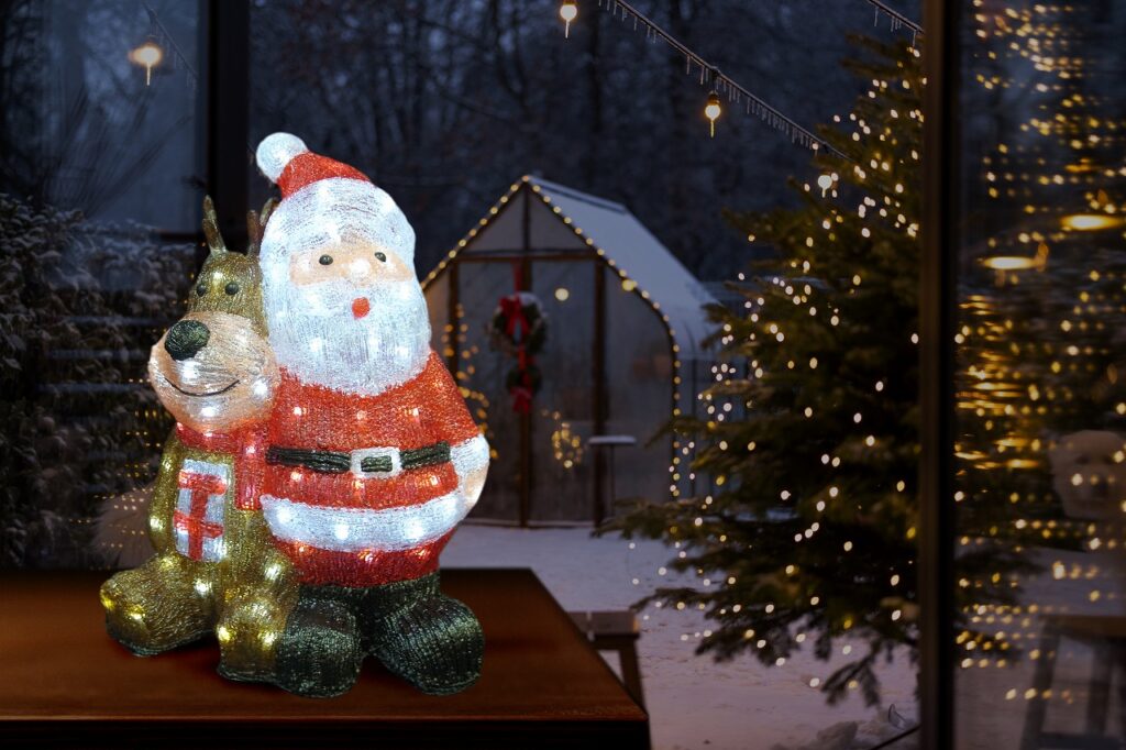 楽天市場】3Dサンタモチーフサンタ&トナカイペアLEDイルミネーション