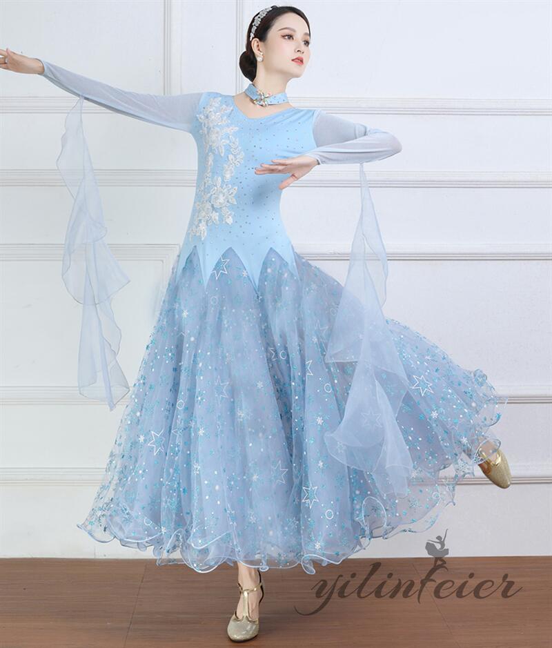 楽天市場】社交ダンスドレス 雪の花飾り 社交ダンス練習着 フラメンコ