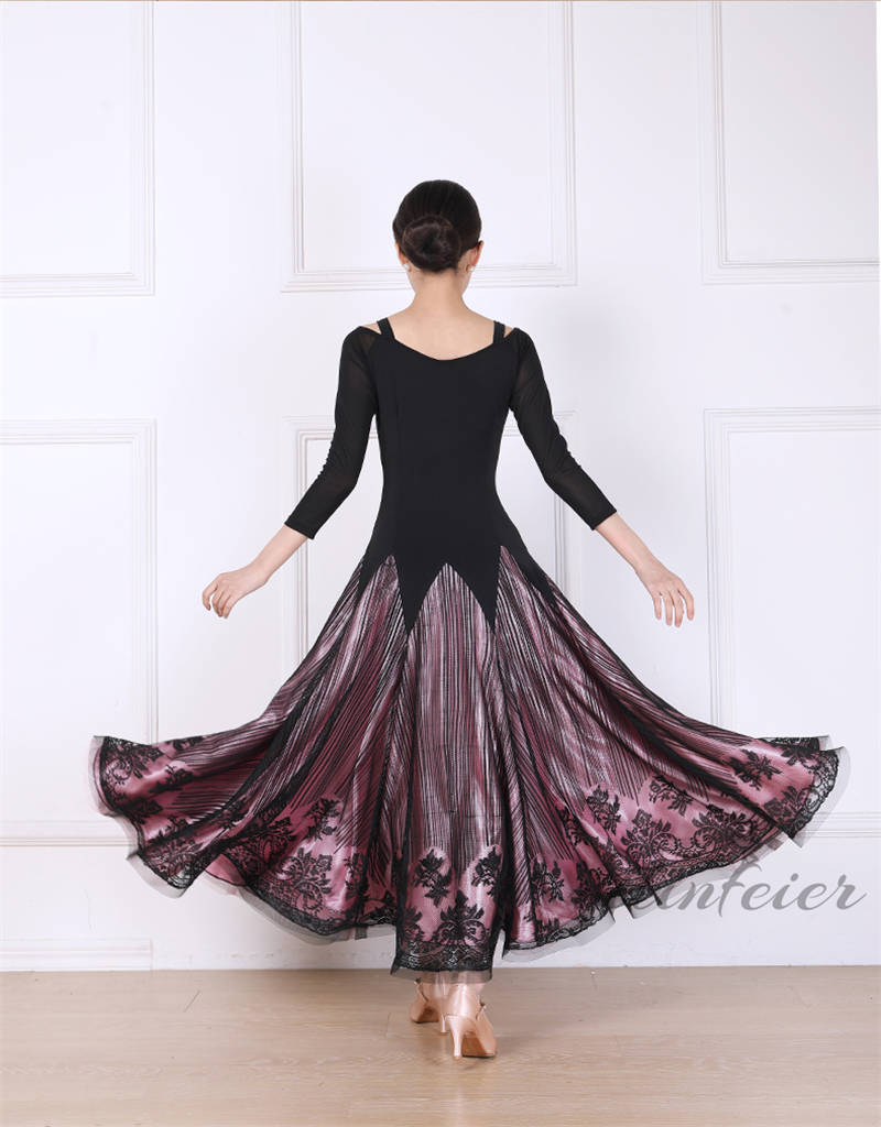 楽天市場】4Colors 社交ダンスドレス 2層色 露肩長袖 フラメンコ