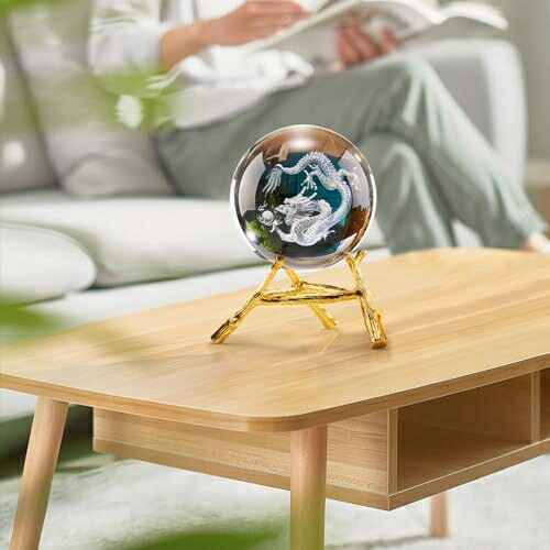 楽天市場】【20%OFFクーポン〜】龍 水晶玉 台座付き 60mm 龍の置物