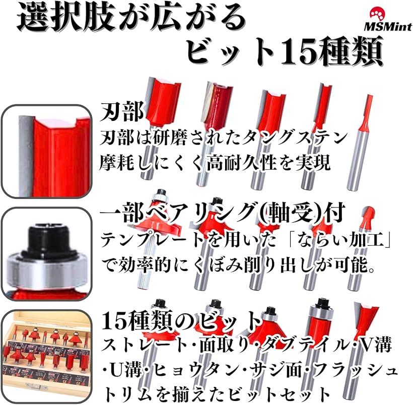 楽天市場】ルータービット トリマービット 6mm軸 セット ストレート