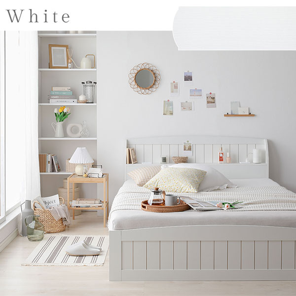 楽天市場】ベッド セミダブル ベッドフレームのみ ホワイト 引き出し