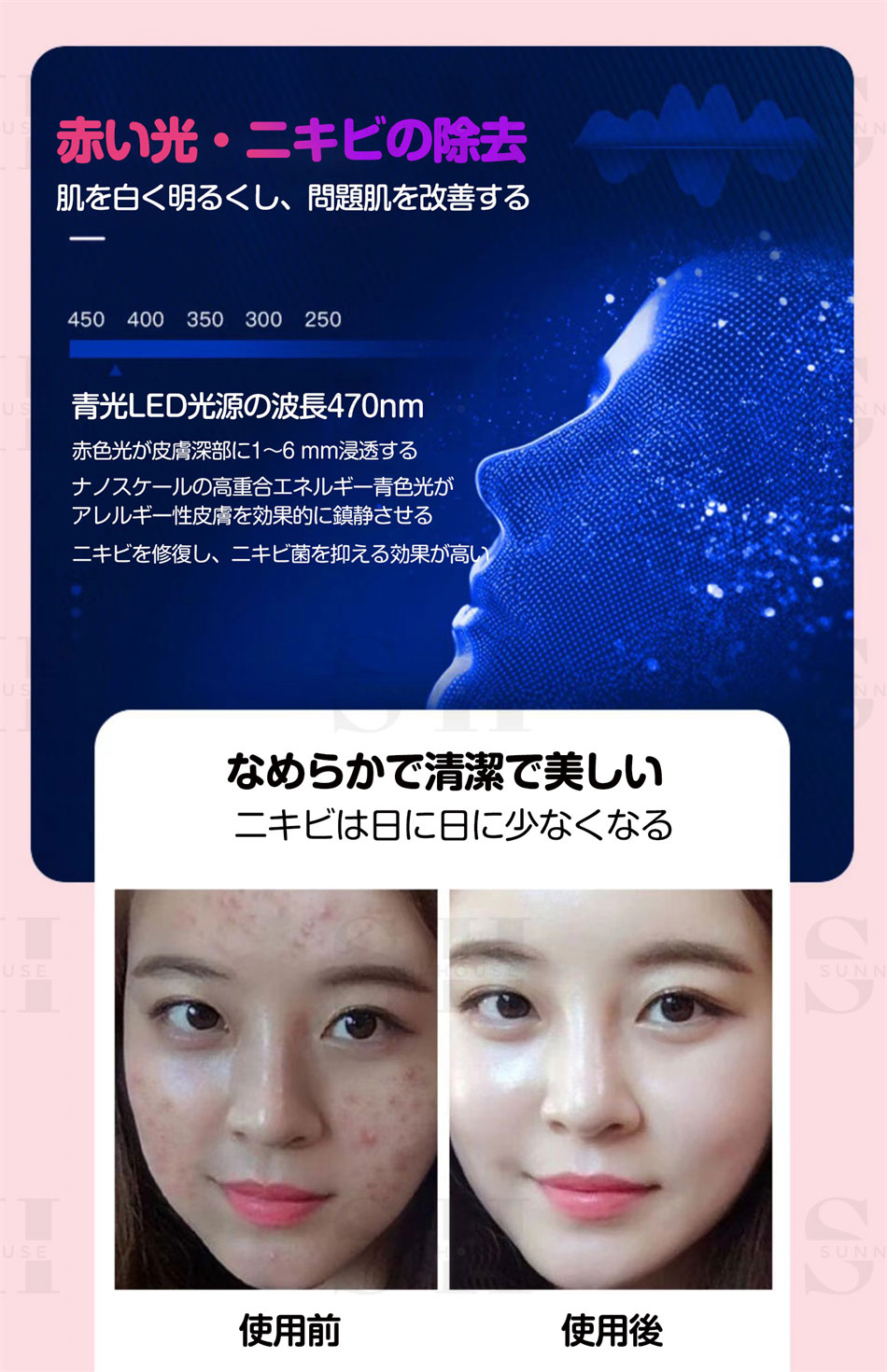 楽天市場】毛穴 乾燥肌 LED美顏マスク七色ledマスク 美容首マスク