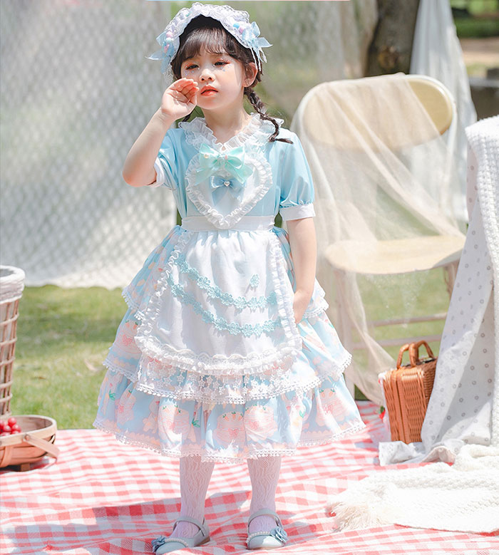 楽天市場】エプロン ドレス ジュニア ドレス エプロンドレス 水色