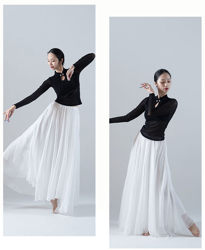 楽天市場】ダンス スカー ト ロング マキシ 720度 2枚シフォン 丈90cm