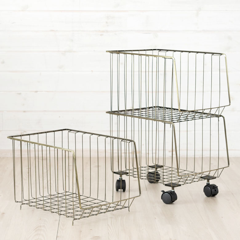 楽天市場】ワゴン スタッキングワゴン 3段 キャスター付き スチール