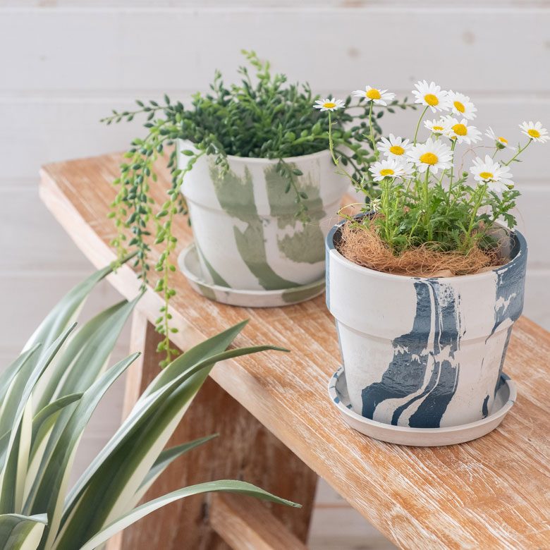 楽天市場】植木鉢 プランツポット 4号鉢 プラスチック マーブル模様