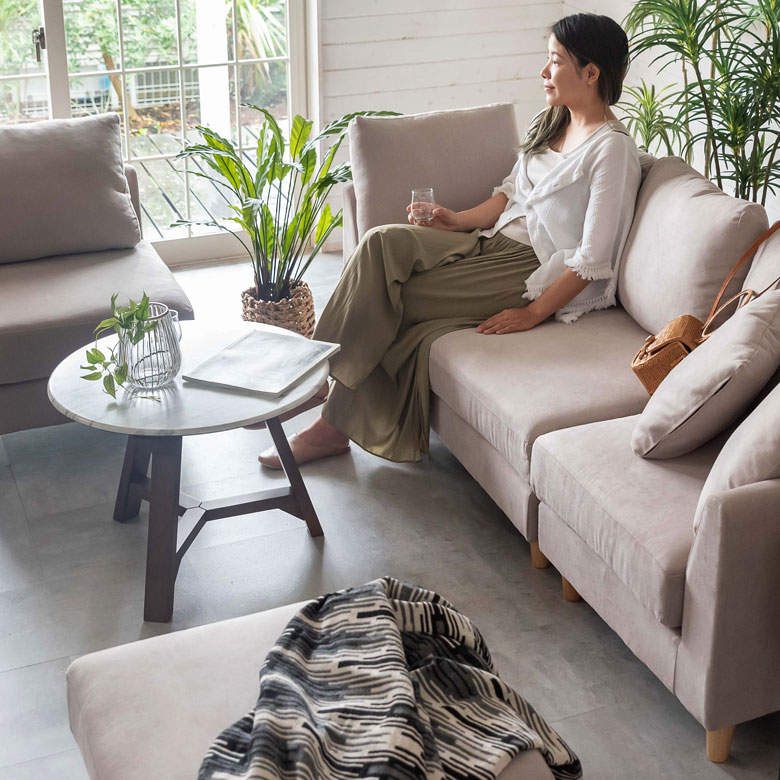 楽天市場】ソファ ソファセット カウチ ポリエステル ベージュ グレー