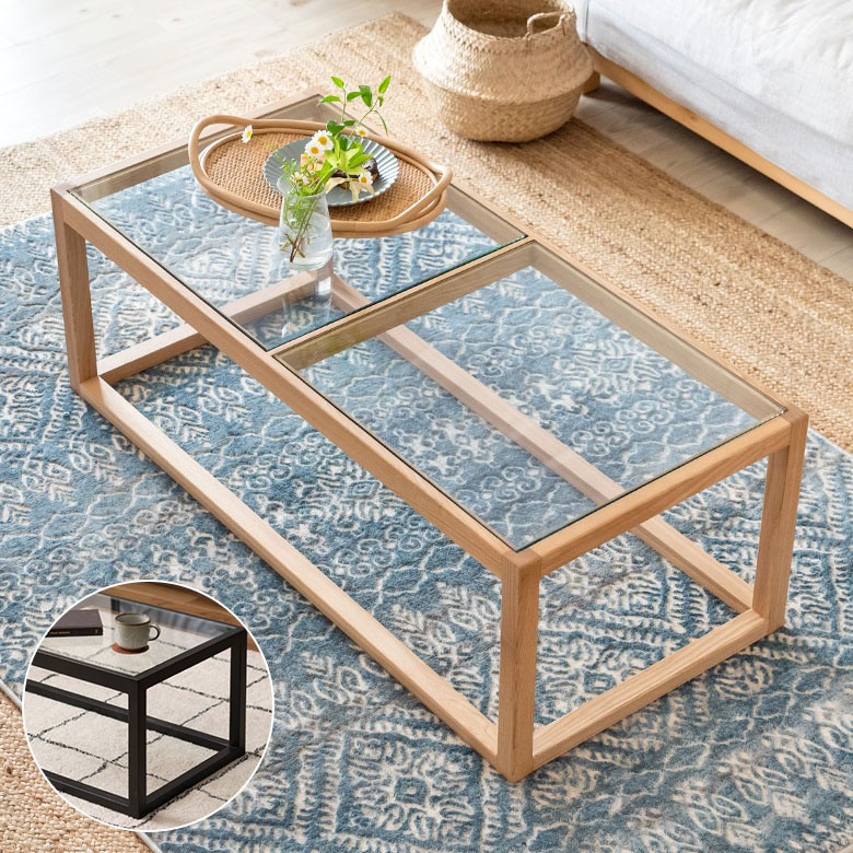 楽天市場】センターテーブル テーブル 木製 ガラス 長方形 W 110 × D