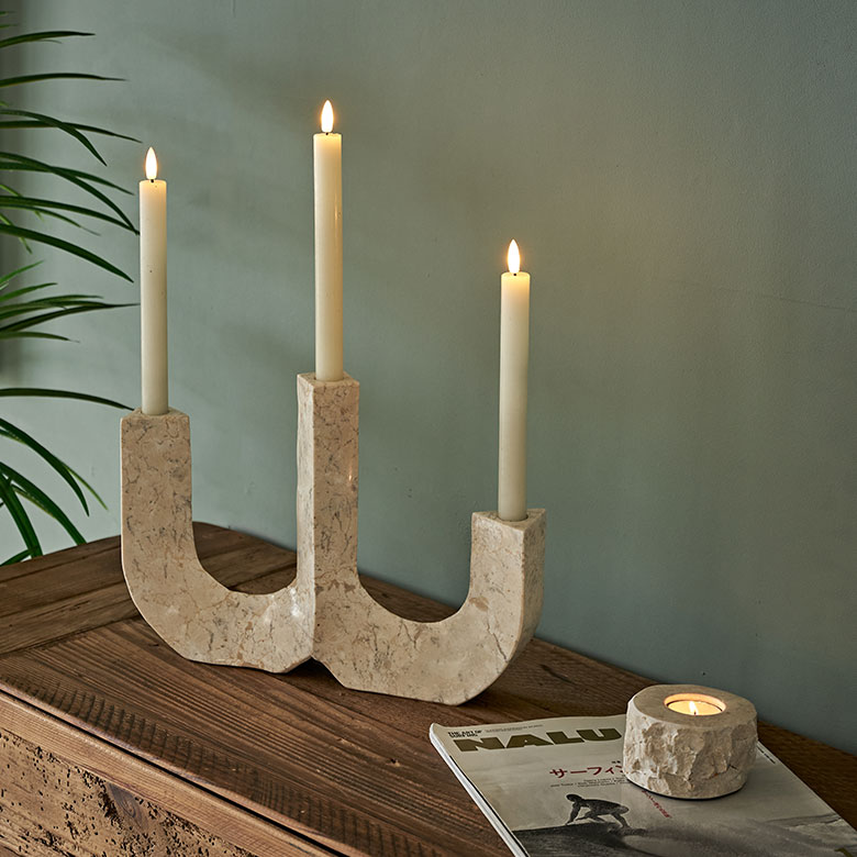楽天市場】キャンドルスタンド 大理石 3本立て キャンドルホルダー