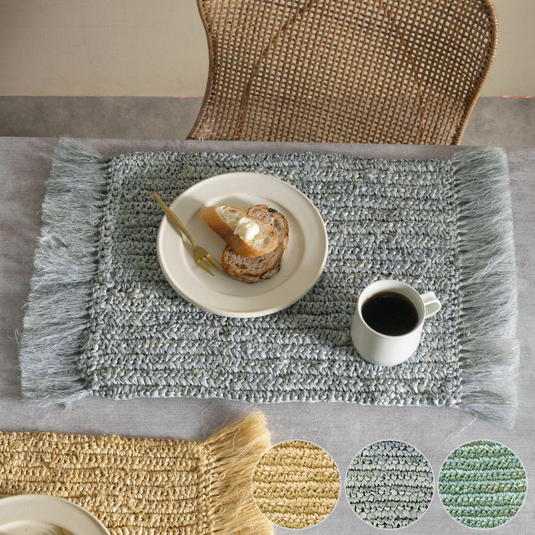 楽天市場】ランチョンマット 天然素材 ラフィア フリンジ付き 60cm