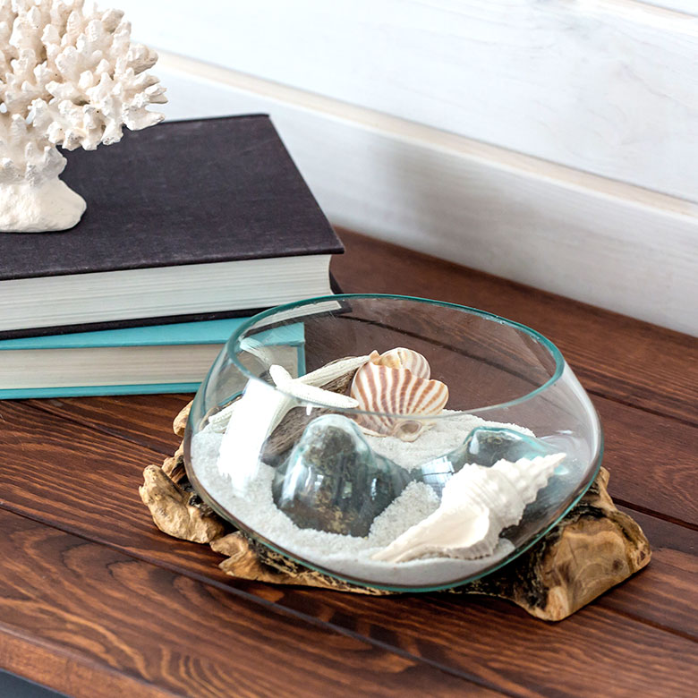 楽天市場】ガラス 流木 プランター オブジェ Sサイズ 飾り台