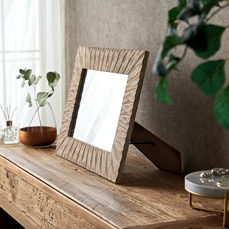 楽天市場】鏡 壁掛け鏡 立て掛け 4Way 木製 四角 長方形 四角形 約 W37