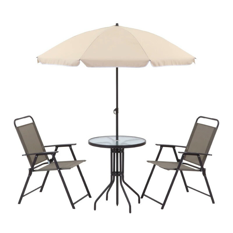 楽天市場】パラソル付き ガーデン4点セット 折り畳みチェア 2脚 ガラス