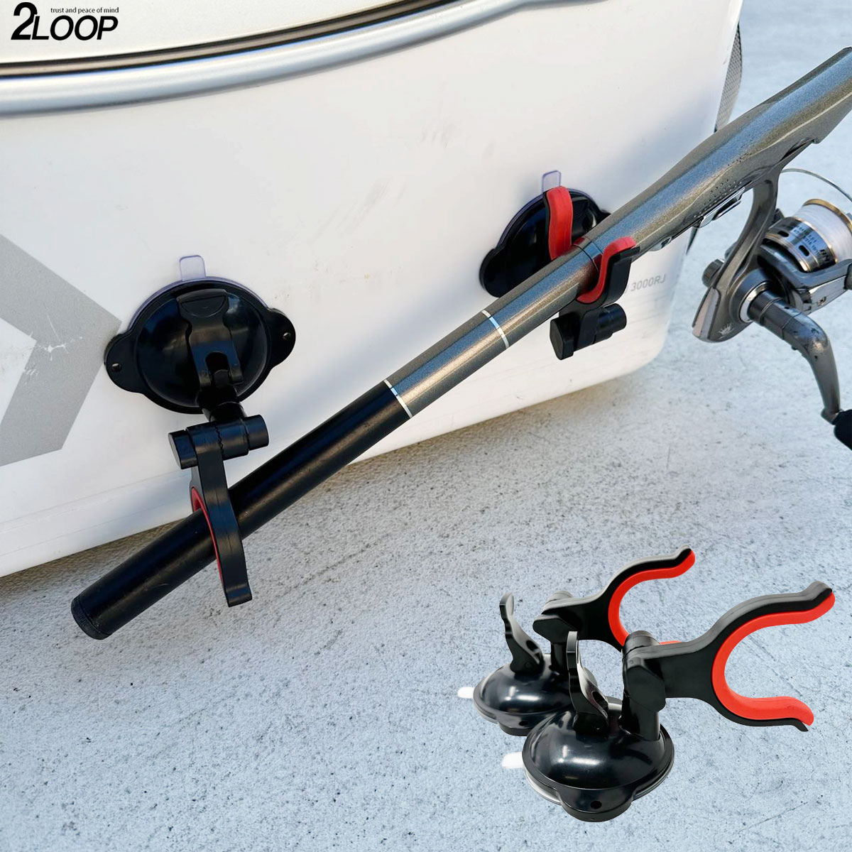 楽天市場】ロッドスタンド 2個組1セット 強力 吸盤 ロックレバー式 竿